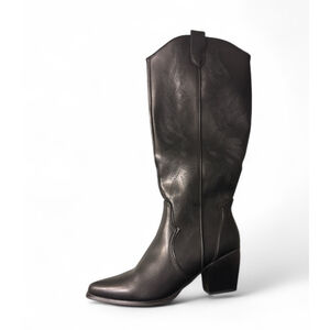 Dream Pairs Black Knee High Cowboy Boots Size 10 Western Heeled Cottagecore New